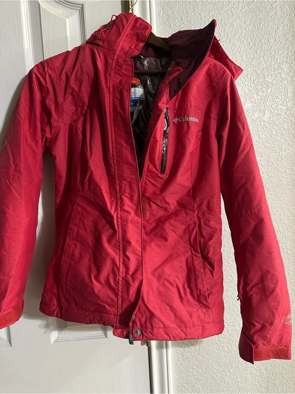 Columbia Ladies’ Red Waterproof Hooded Jacket